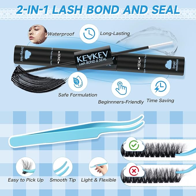 Lash Extension Kit 280pcs Volume Lash Clusters 100D+200D Lash Clusters Kit 10-18mm Individual Lashes Kit With Lash Bond And Seal，Lash Tweezers Thick Lash Extension Kit DIY At Home(0.05D,100D+200D)