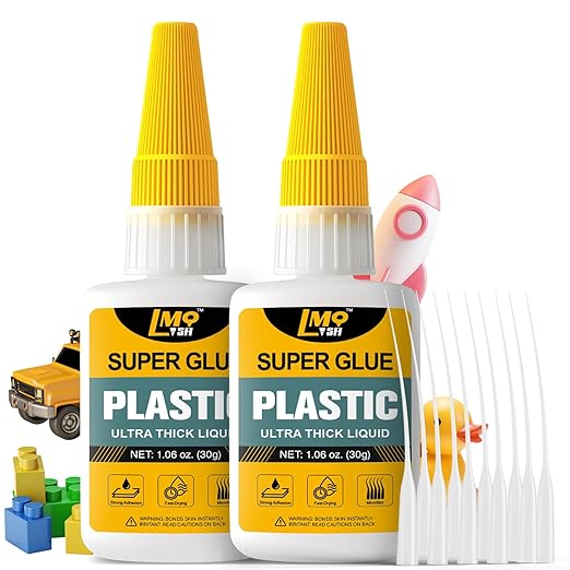 Plastic Super Glue Liquid, Clear Instant Cyanoacrylate Glue for Plastic Model 3d Printing PLA Airplane Miniatures Heavy Duty, All Purpose Superglue for Metal Rubber Wood Ceramic, Strong and Waterproof