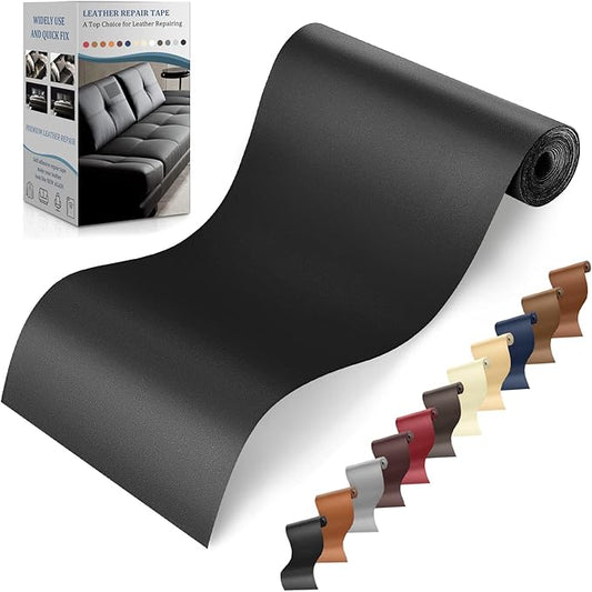 YAFLC Self Adhesive Leather Repair Tape Kit, 4"x 63" Leather Repair Patch for Furniture, Leather Repair Patch for Car seat, Sofas, Couch, Boat Seat Black