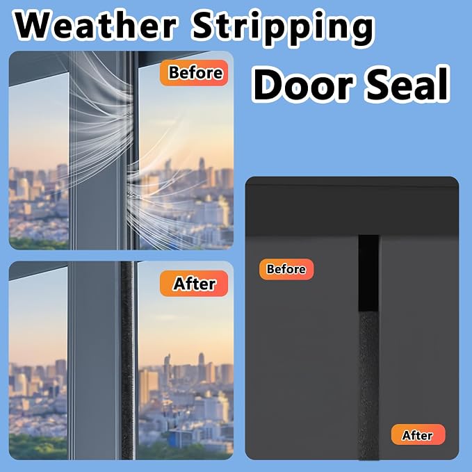 Pile Weather Stripping Brush Seal Strip for Door Window Gap 0.9 x 0.4in x 66FT Self Adhesive Draft Stopper Soundproof Insulation Weather Seal Strip for Interior Sliding Glass Door Garage Door