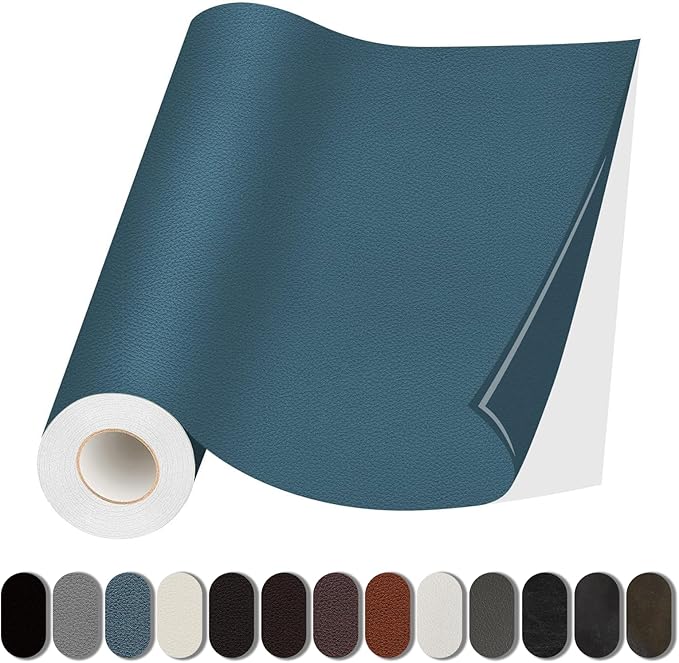 Leather Repair Patch, 35X79 Inch Self Adhesive Leather Repair, Large Vinyl Patch Tape for Couches, Furniture, Car Seats, Cabinets, Wall, Handbags （Blue, 35X79 Inch）