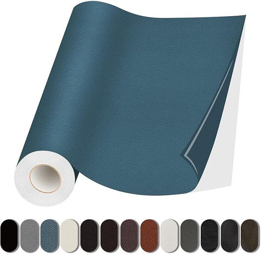 Leather Repair Patch, 17X158 Inch Self Adhesive Leather Repair, Large Vinyl Patch Tape for Couches, Furniture, Car Seats, Cabinets, Wall, Handbags （Blue, 17X158 Inch）