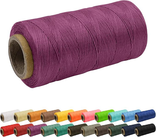 JeogYong 1mm Waxed Thread, 284 Yards 150D Flat Leather Sewing Thread, Hand Sewing Waxed Cord for Leather Craft, Bookbinding, Shoes Repairing (Purple)