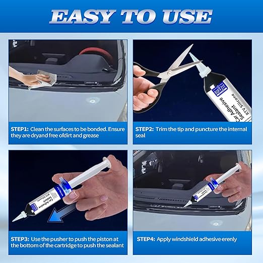 Silicone Sealant RTV 100% Silicone Waterproof Sealant – All-Purpose Caulk for Car, Kitchen, Window, Bathroom, Door – High Strength, Anti-Shrink & Crack (Clear, 30g/1oz)