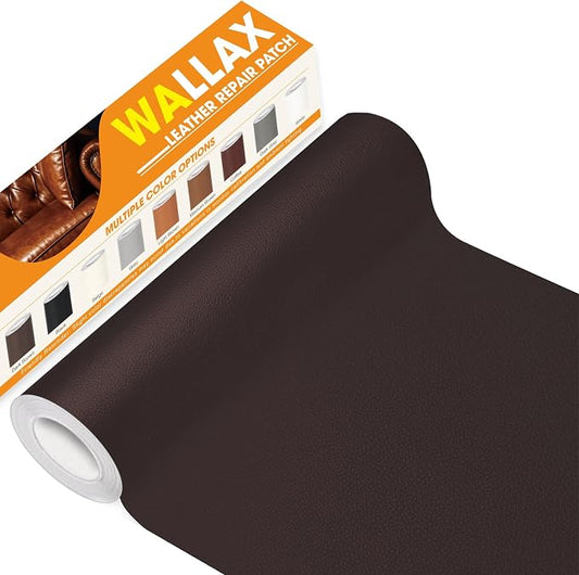 WALLAX Leather Repair Patch, 16 x 79 Inches Self Adhesive Leather Repair Tape for Furniture, Couch, Sofa, Car Seats, Office Chair, Car Interior, Upholstery, Vinyl Repair Kit (Coffee)