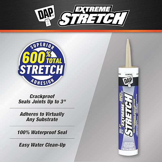 DAP Extreme Stretch Acrylic Urethane Premium Elastomeric Sealant, Almond, 10.1 Oz (7079818717)