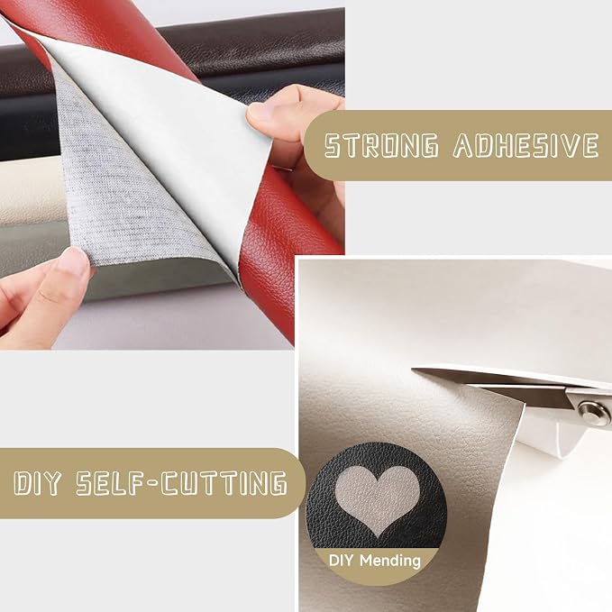 Leather Repair Patch, Self Adhesive Leather Repair, Large Leather Repair Tape for Sofa, Car Seats, Furniture, Cabinets, Chairs, Handbags （Beige, 16X79 inch)