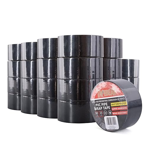 TAPEBEAR Corrosion Protection Pipe Tape, Wrap Pipe Tape for Drain Pipe, Metal Electrical Outdoor Underground Pipe, Waterproof PVC Black Tape, Duct Anti-Corrosion and Protection,2Inch X 33Yard,24ROLLS