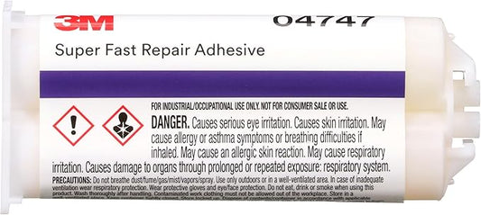 3M Super-Fast Repair Adhesive, 04747, Tranlucent Color,Two-Component, Semi-Rigid, Urethane Adhesive, 47.3 mL/1.6 fl oz Cartridge