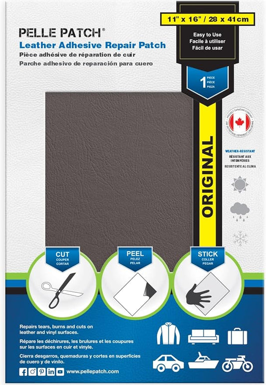 Car Seat Leather Repair Kit - 25 Colors Available - Original 11x16 - Brown-Grey