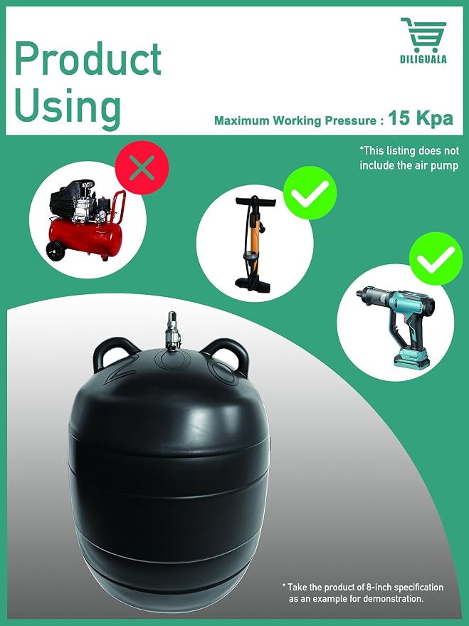 DILIGUALA Inflatable Pipe Plug (Airbag) for Drainage Pipe & Sewer Pipe, Water Shut Off Tool with Accessories - Plumbing Tool for Pipe Repair, Closed Water Testing & Temporary Blocking (4 inch)