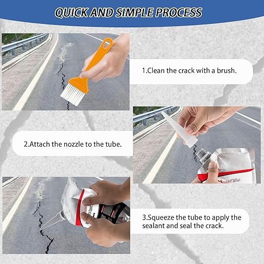 4 Pack Asphalt & Concrete Crack Filler, Fast-Dry Driveway Joint Sealant for Slabs, Patios & Pavement, Weather-Resistant Repair Adhesive