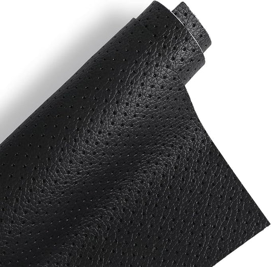 3Pcs Leather Patches for Car Seats, 8 x 12 Inch Breathable Self Adhesive Leather Patch Faux Perforated Black Leathers Patch for Couches, Car Seats, Chairs, Furniture
