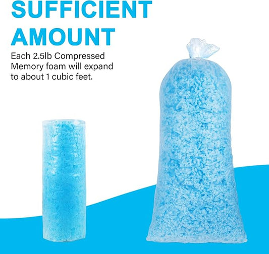 DR.DUDU 2.5lbs Bean Bag Filler Foam, Shredded Gel Memory Foam Filling, Premium Soft and Comfortable Pillow Stuffing Foam for Couch Cushion Dog Bed Chair Arts Crafts Stuffed Animal