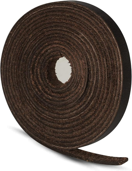 Ringsun 1/8 Inch Wide Flat Leather Strips for Crafts, Leather Shoe Laces Boot Laces Full Grain Leather Straps Cord String for Crafts, Tooling (2mm Thick 72.5 Inches Long Black Coffee)