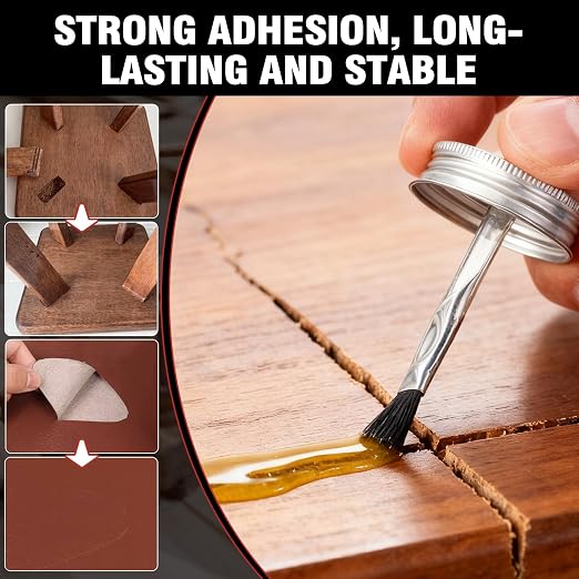 Contact Cement Adhesive 4.16 Oz, High Performance Neoprene Contact Adhesive with Brush, Flexible & Strong Bonding for Leather, Woodworking, Furniture Repairs and DIY Crafts(4.15oz)