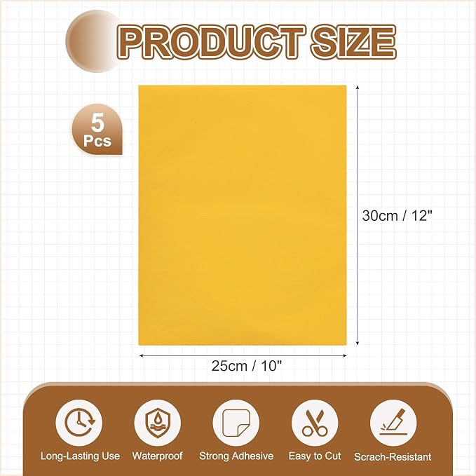 MECCANIXITY 3 Pcs Leather Repair Patch 10"x12" Self-Adhesive Leather Vinyl Repair Tape Kit for Furniture Couches Sofa Chair Car Boat Seats Jackets, Yellow