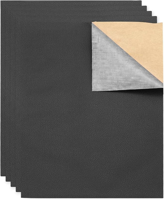 MECCANIXITY 3 Pcs Leather Repair Patch 10"x12" Self-Adhesive Leather Vinyl Repair Tape Kit for Furniture Couches Sofa Chair Car Boat Seats Jackets, Black