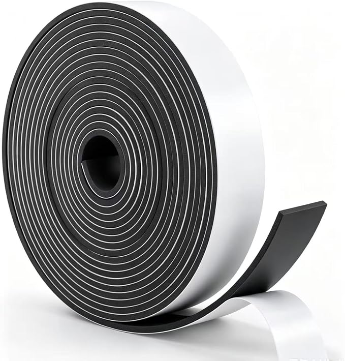 Single Sided Foam Tape Heavy Duty Waterproof, 2 Inch Wide x 1/4 Inch Thick EVA Foam Insulation Tape, Black Weather Stripping for Doors and AC Windows Seal, Soundproof 16.5ft