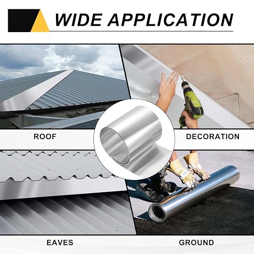 uxcell Aluminum Flashing Roll, 12in x 3.3ft Metal Roof Panels 0.1mm Waterproof Aluminum Sheet Roll for House Repair, Roof Flashing, Sealing Windows Doors, DIY Projects