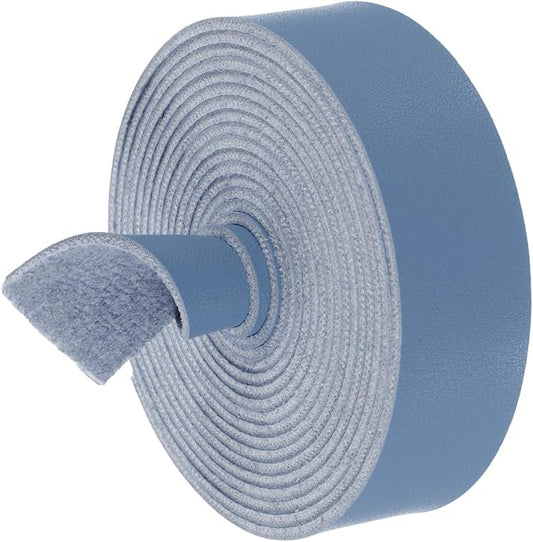 MECCANIXITY Faux Leather Strap, 1" Width x 98" Long Grained Leather Belt Strip Trim Roll for DIY Craft Projects, Pet Collars, Traction Ropes, Bag Straps, Hobby Workshop (Blue)