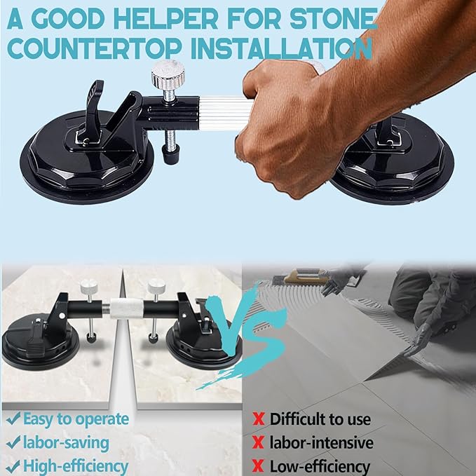 Laminate Floor Gap Repair Tool, Pro Countertop Alignment Clamps, Adjustable Granite Seam Setter with Vacuum Suction Cups, for Granite, Marble, Stone, Slab and Glass