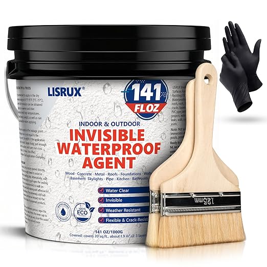 Transparent Waterproof Sealant, 141 Oz Invisible Waterproof Agent, Transparent Waterproof Coating for Roof Repair, Walls, Window, Bathroom, Kitchen, Water-Based Clear Sealant, Indoor & Outdoor