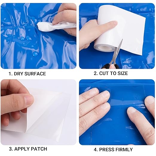 16.4FT x 4 Inch TPU Waterproof Repair Tape, Heavy Duty Vinyl Patch Kit for Inflatable Pool, Floats, Air Mattress, Bounce House, Tent, Canvas, Canopy & RV Awnings – Extra Long Clear Sealing Roll