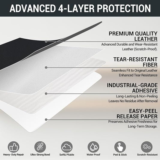 Self Adhesive Leather Repair Patch, Leather Patches for Furniture, Leather Repair Tape for Couch Sofa Car Seat Chair Furniture Repair, Leather Repair Kit (Red Brown-Litchi Grain, 17X30 Inch)