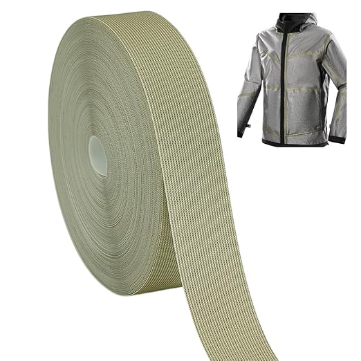 AHANDMAKER 65.61 FT x 0.8 Inch Cloth Heat Sealing Tape Waterproof Iron-On Seam Sealing Fabric Adhesive Repair Tape Heat Proof Cloth Tape for Jacket Sportswear Raincoat, Yellow Green