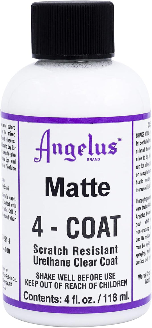 Angelus Matte 4-Coat Scratch-Resistant Leather Sealer – Durable, Flexible, Clear Coat Protection for Leather Shoes, Bags, Jackets & More - Matte Finish - 4 Fl Oz