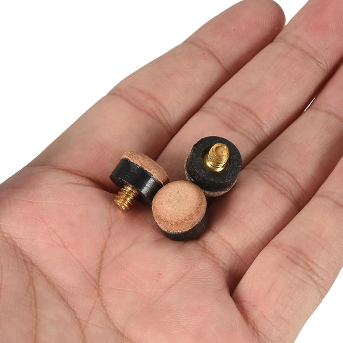 Billiard Pool Cue Tips - Pool Cue Stick Tips Replacement Repair Kit Billiard Cue Tips with Storage Box for Pool Table Cues Stick Tips Head and Leather Snooker Stick - SOLROS