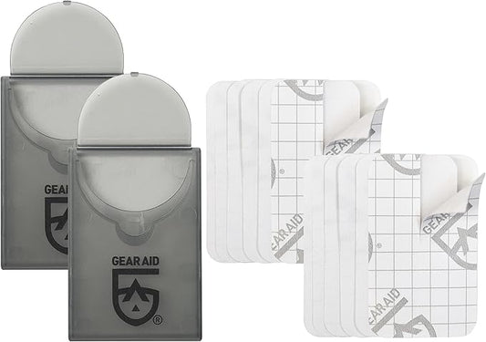 GEAR AID Tenacious Tape Mini Patches with Peel-and-Stick Adhesive to Fix Holes and Tears in Winter Gear, Down Puffer Jackets, Sleeping Bags, Tents, and Rain Gear, Clear, 2 Pack