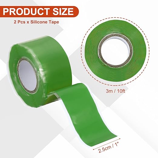 uxcell 2 Pcs Self Fusing Silicone Tape, 1" x 10ft Waterproof Water Leak Sealing Tape for Plumbing Pipe Hose Repair Handles, Green