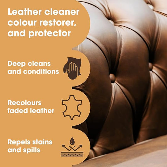 Furniture Clinic Leather Complete Restoration Kit | with Leather Recoloring Balm, Cleaner, 2-in-1 Protection Cream & Conditioner, Sponge, and Cloth | Repair Kit for Furniture (Bordeaux)