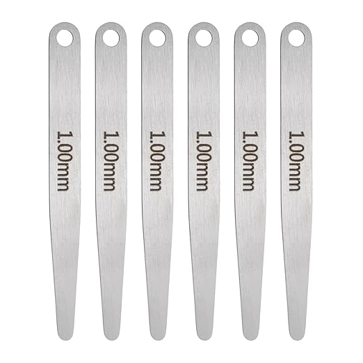 HARFINGTON 6pcs Metric Thickness Feeler Gauge 1mm Single Blade Oval Feeler Gauge 304 Stainless Steel Gap Measuring Tool for Repair Valve Guitar Spark Plug