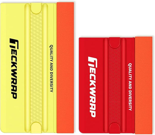 TECKWRAP Felt Squeegee for Vinyl Wrap, Scraper Tool with 2 Hardness Options for PPF, Tint & Decals, Inkjet Vinyl Sticker Paper & Wallpaper (Yellow Soft/Red Hard)