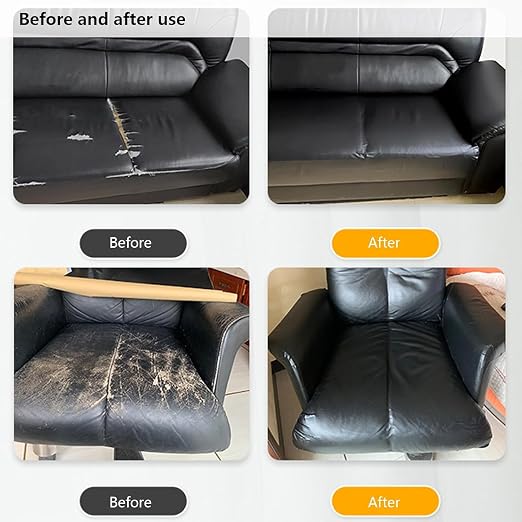 BetterJonny Leather Repair Patch, 11.8x54inch Self-Adhesive Couch Patch, Large Leather Repair Tape for Couches, Furniture, Car Seats, Cabinets, Office Chairs, Handbags (Black)