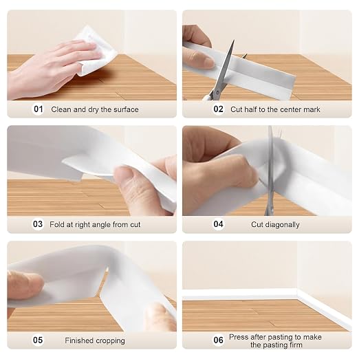 3 Roll Caulk Tape Waterproof Self Adhesive, White Caulking Sealant Tape, Caulk Strip for Kitchen, Bathroom, Sink, Shower, Bathtub, Toilet Edge Protector (1.5" x 10.5Ft)