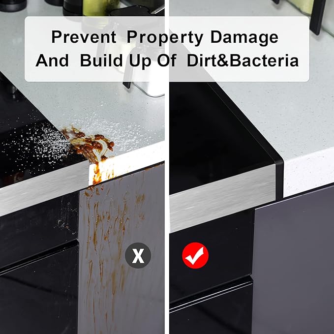 Stove Gap Covers (2 Pack),25.6" Long & 0.4" Wide Stove Counter Side Gap Guards, Oven Gap Filler with Stainless Steel, Heat Resistant and Easy to Clean,Protect Gap Filler Sealing Spills (Black)