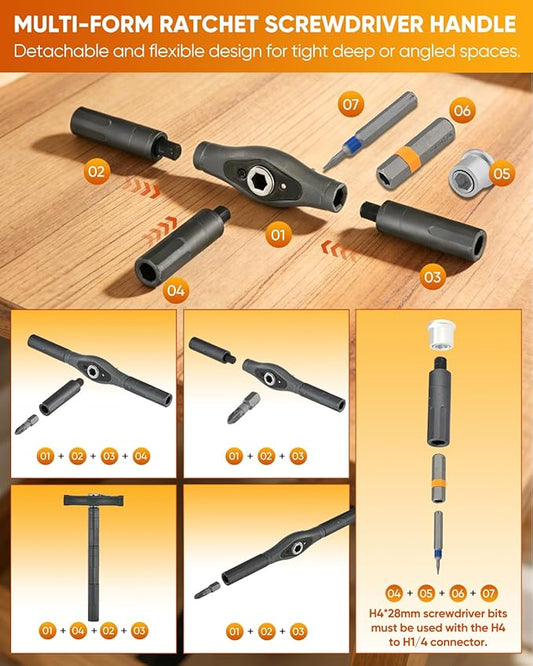 Saker 66 in 1 Magnetic Screwdriver Set Portable Multi Bit Ratcheting Kit with Detachable Handle for Dad Gifts Home Electronics, Computer, Furniture, Bike, DIY