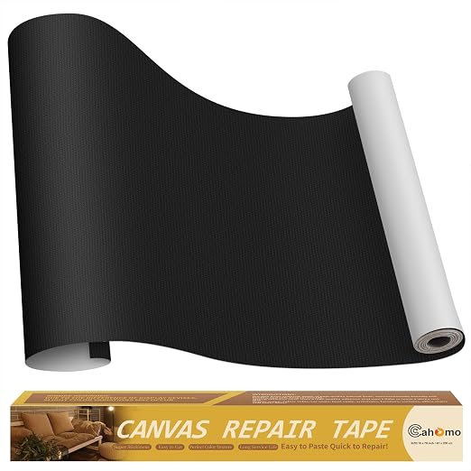 Cahomo Canvas Repair Tape 16x79 inch, Self Adhesive Fabric Patches, Couch Repair Patch Kit, Fabric Repair Tape for Furniture, Sofas, Carpet, DIY, Headboards, Chairs, Pillows, Canvas Goods - Black