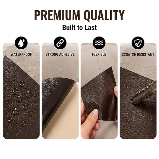 Cremsy Leather Repair Patch Tape, Self-Adhesive Leather Repair Patch Kit for Couch Sofa Car Boat Seats, Waterproof Vinyl Repair Patches, Cuttable Furniture Repair Tape for Chair Jacket (1, BLACK)