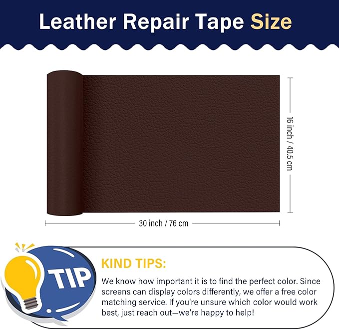 Zenyao Leather Repair Patch Tape - Self Adhesive Leather Repair Kit for Car Seat Furniture, Heavy Duty Vinyl Repair Patch for Couch Sofa, Waterproof Fix for Tears, 12x30 Inch Roll, Brown Burgundy