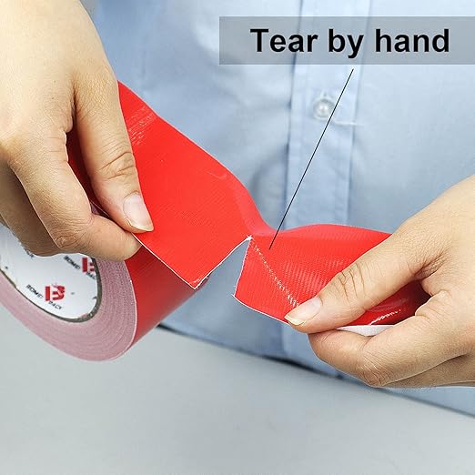 BOMEI PACK 3 Pack Duct Tape Red,2 Inch x 30 Yards,9 Mil Thick Heavy Duty Strong Tape Duct,Waterproof,No Residue,Flexible,Tear by Hand,Industrial Grade for Repairing,Fxing and Packaging (Red)