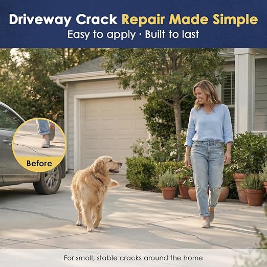 Self-Leveling Concrete Crack Filler – High Elasticity Waterproof Cement Sealant, 35.3oz Fast-Drying DIY Outdoor Concrete Joint Repair Seal Glue for Driveway, Sidewalk, Patio, Garage Floor - 2Pack Gray