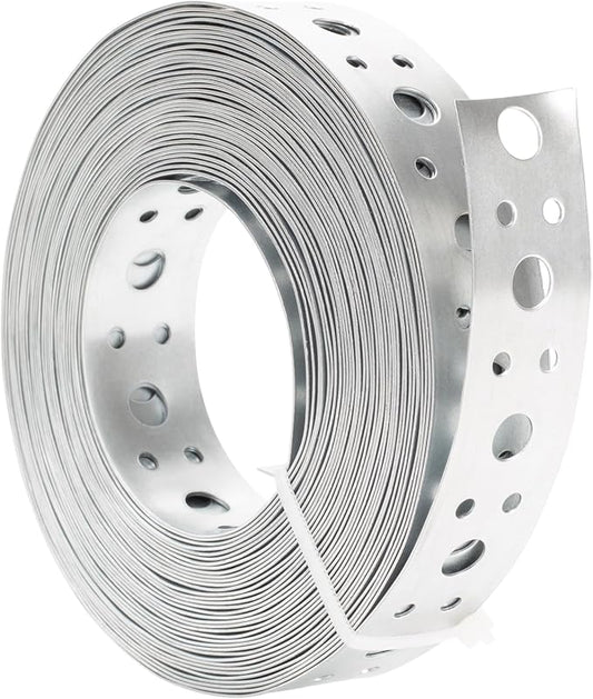 Galvanized Metal Pipe Strap 1-Inch x 33FT 0.6mm Thickness for Pipe Support Pipe Hanger Strap Metal Strapping with Holes