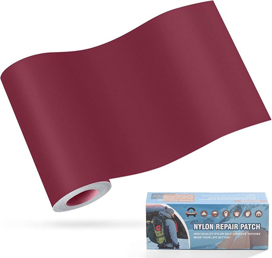 OAZ 3.9 x 63 inch Nylon Repair Patches Nylon Fabric Patch Self-Adhesive Fabric Repair Tape Waterproof Lightweight Outdoor Gear Patch Kit for Down Jacket Clothing Tent Bag (Burgundy)