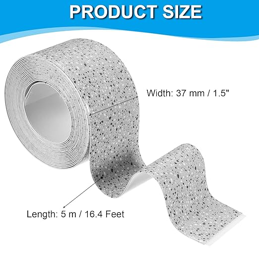 PATIKIL Caulk Tape 1.5" x 16 Ft, Self Adhesive Sealing Tape Waterproof Toilet Tub Caulk Sealant Strip Sealing Trim for Kitchen Bathroom Toilet Bathtub Sink Countertop, Deep Grey