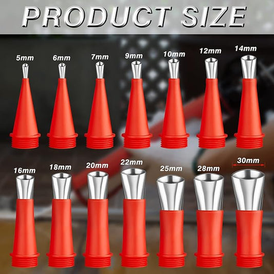 19 Pcs Caulking Finisher Kit Include 14 Pcs Reusable Stainless Steel Caulking Nozzle Applicators with 4 Connection Bases Replacement and 1 Glue Needle for Bathroom Kitchen Doors Windows Sink Joint